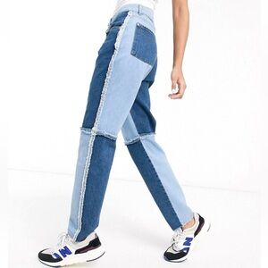 The Ragged Priest Mom Denim Jeans Quarter Panel Patchwork Size 30
